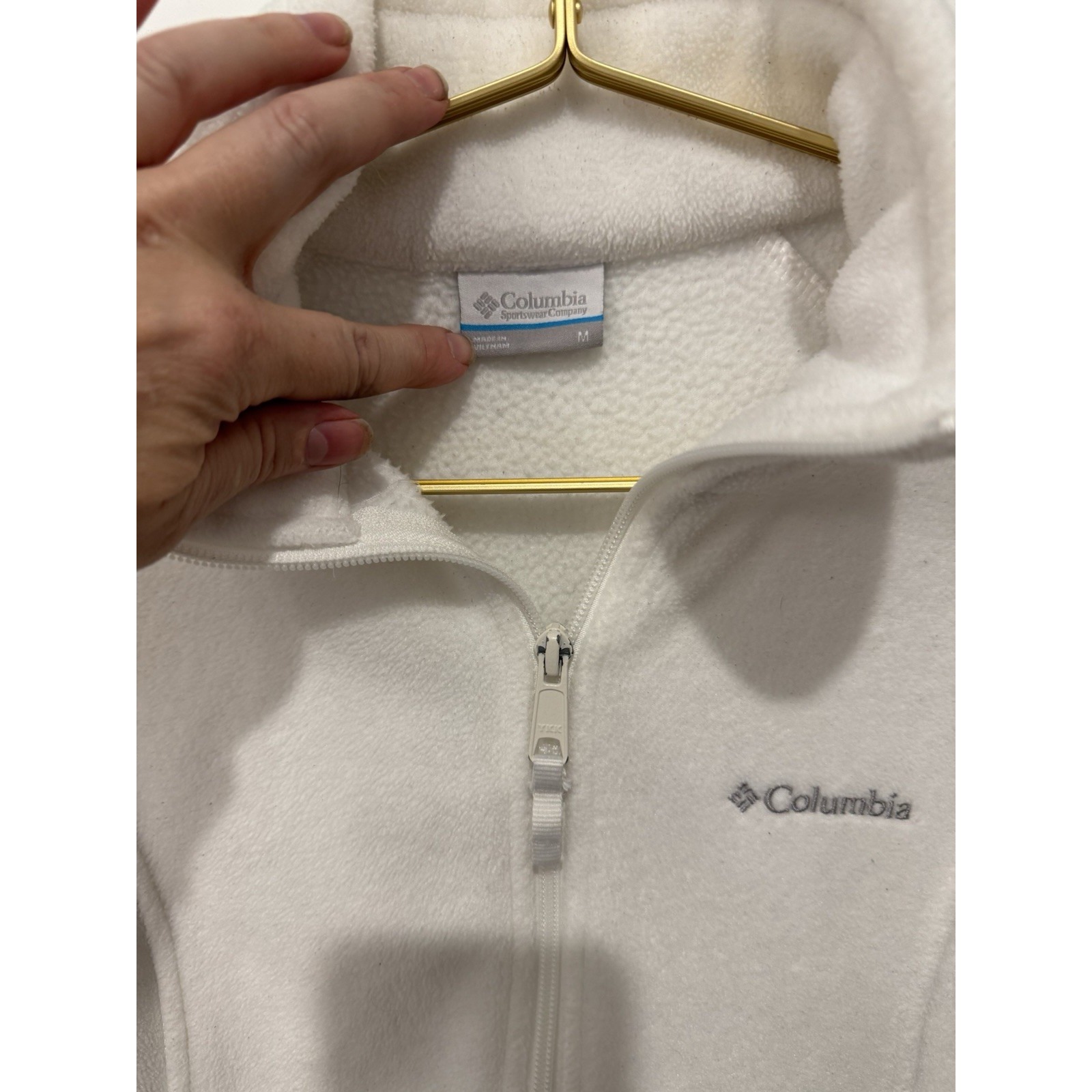 Columbia Women's White Fleece Jacket Coat Fill Zip Medium M Warm Classic — image 4 of 4